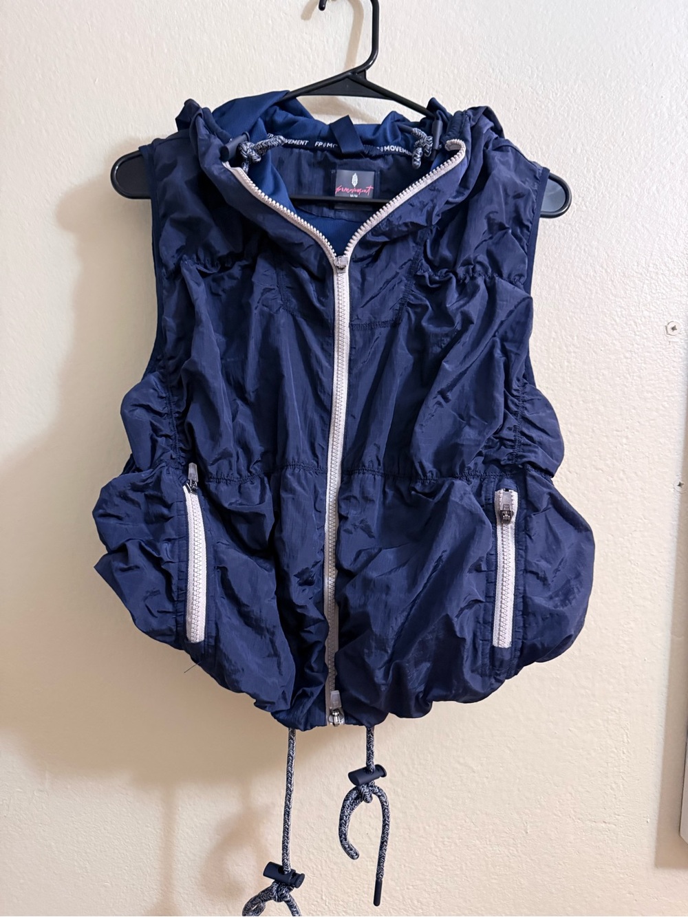 Free people movement Navy Hooded Quilted Vest with Contrast Zipper - Picture 2 of 6